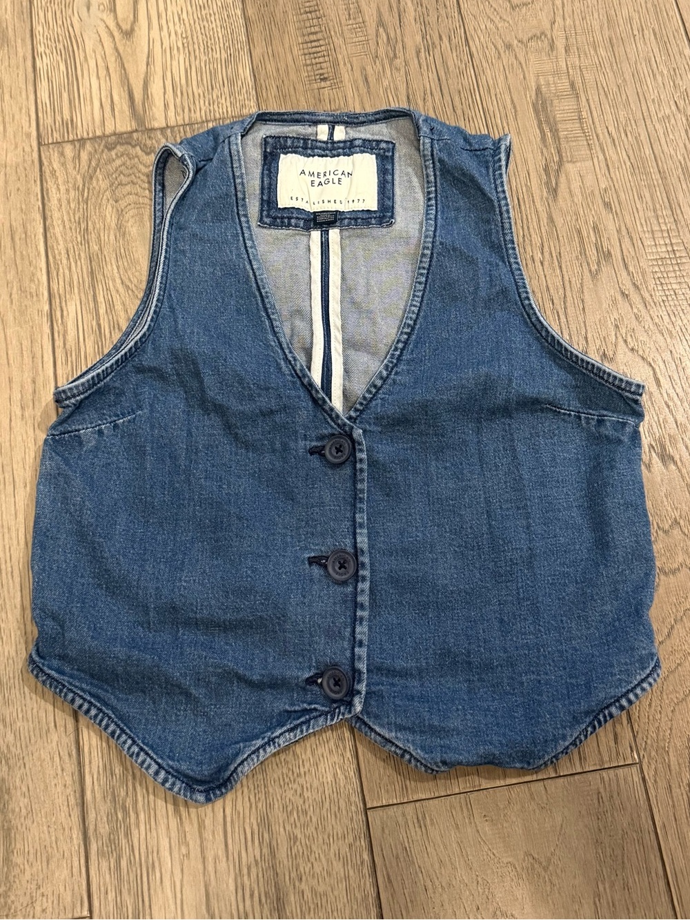 American Eagle OutfittersDenim Button-Front Vest in Blue